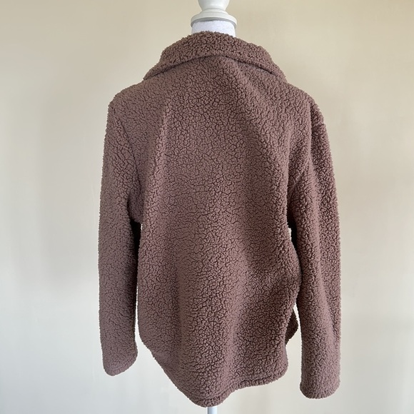 Marc New York Teddy Faux Shearling Fleece Quarter Zip Jacket in Rouge Sz Medium - Picture 4 of 6